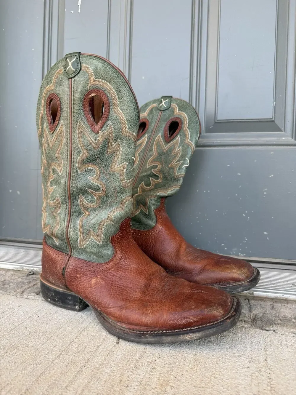 Twisted X 14 Inch Western Square Toe Cowboy Leather Boots, Size 10.5 EE